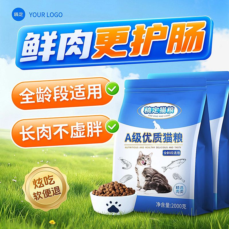 宠物用品猫粮狗粮草地背景商品主图