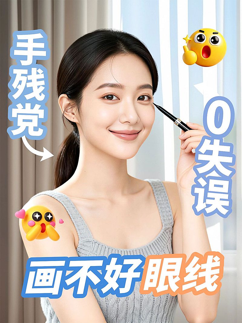 自媒体美妆博主妆造教程分享人像小红书封面