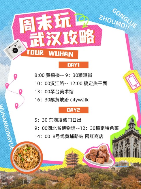 旅游攻略拼贴风小红书套装小红书配图预览效果