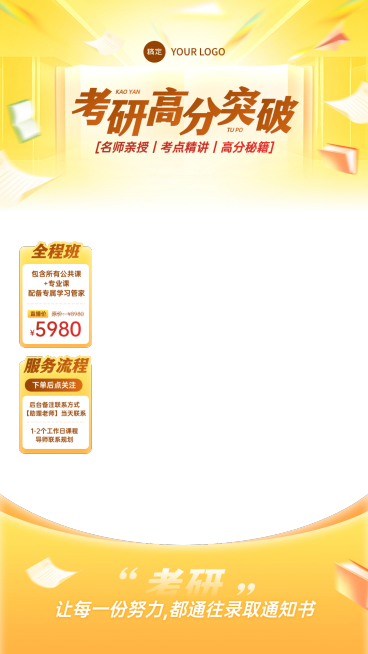 黄色考研考公课程培训直播贴片组合AIGC预览效果