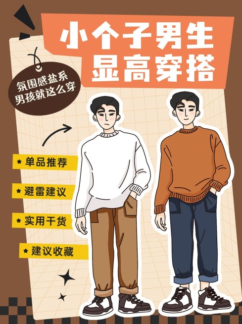 服饰箱包男装穿搭科普小红书封面预览效果