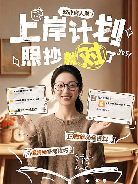 教育培训学历教育考研备考攻略人像小红书封面