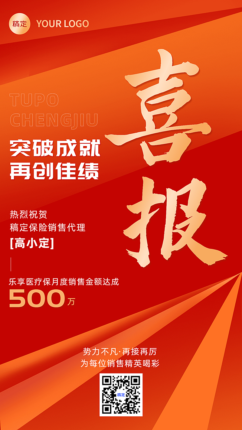 金融保险销售业绩表彰喜报贺报手机海报