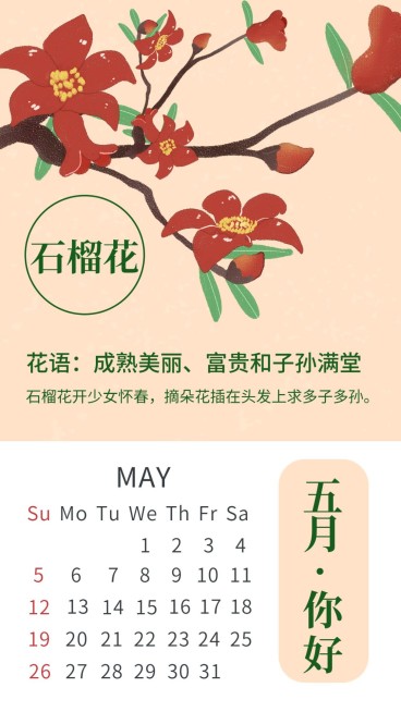 通用5月你好祝福卡通手机海报预览效果