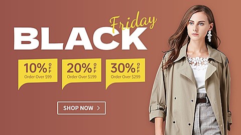 时尚黑色星期五服饰服装女装跨境电商横版海报banner