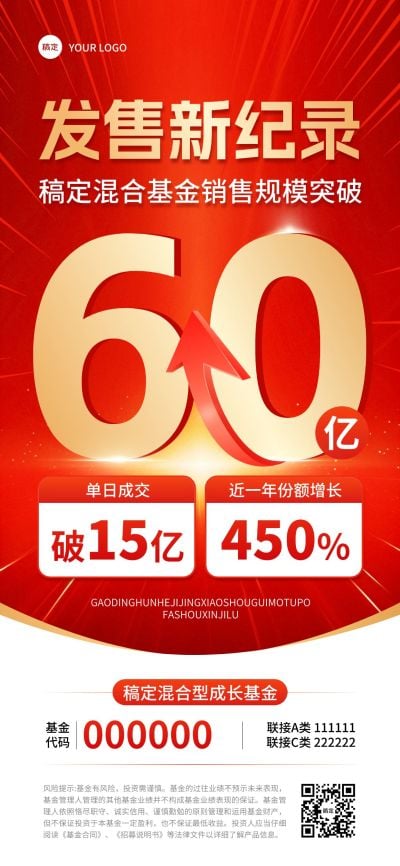 红金大字金融行业发售喜报手机海报