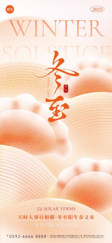 冬至弥散肌理光感饺子汤圆线条海报预览效果