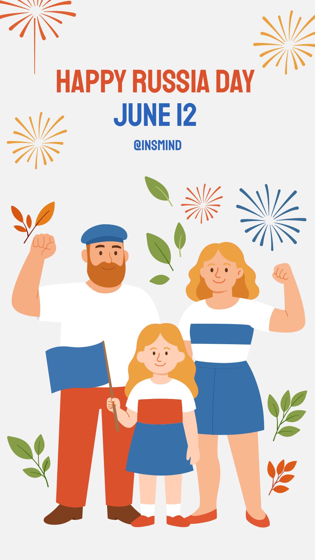 Russia Day Cartoon Graphic Illustrations Holiday Greetings Instagram Story Image