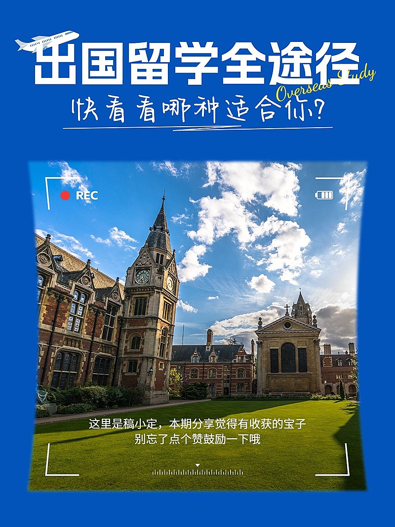 出国留学攻略指南实景图框排版小红书封面