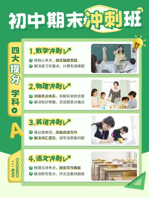 教育培训初中期末冲刺班招生介绍拼图小红书配图预览效果