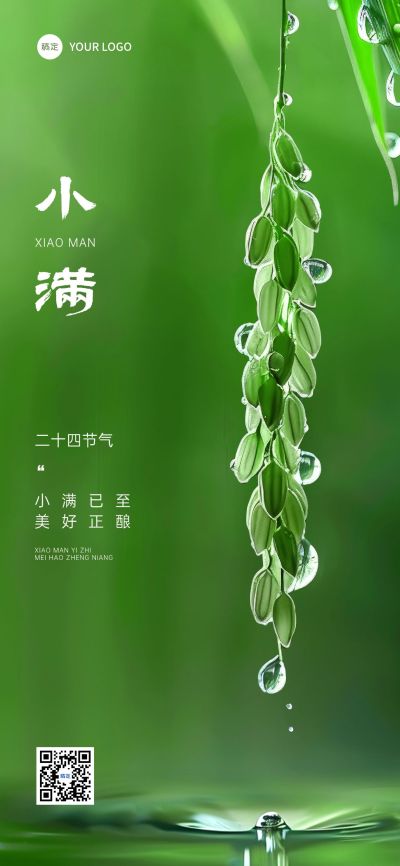 小满节气祝福实景清新全屏竖版海报AIGC