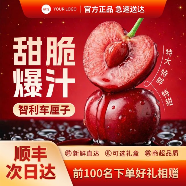 水果车厘子樱桃生鲜红色主图直通车预览效果