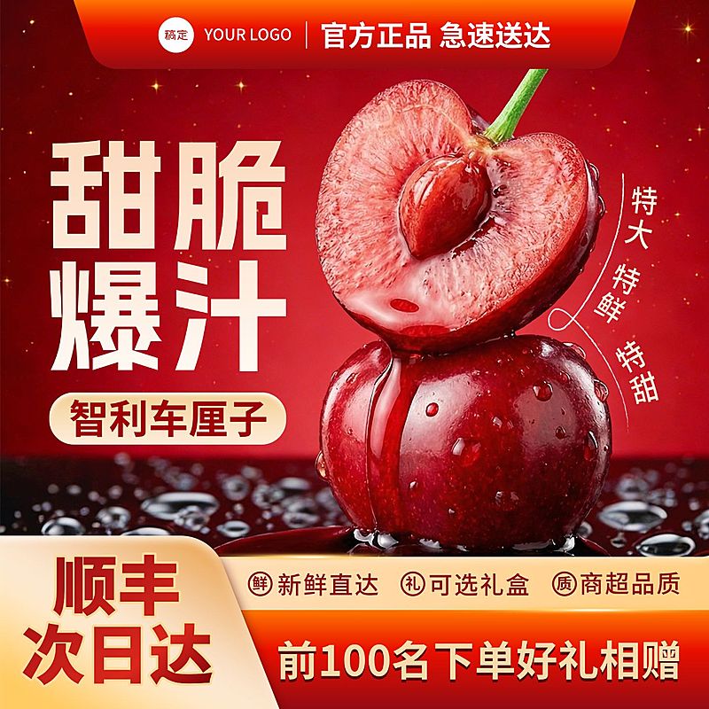 水果车厘子樱桃生鲜红色主图直通车