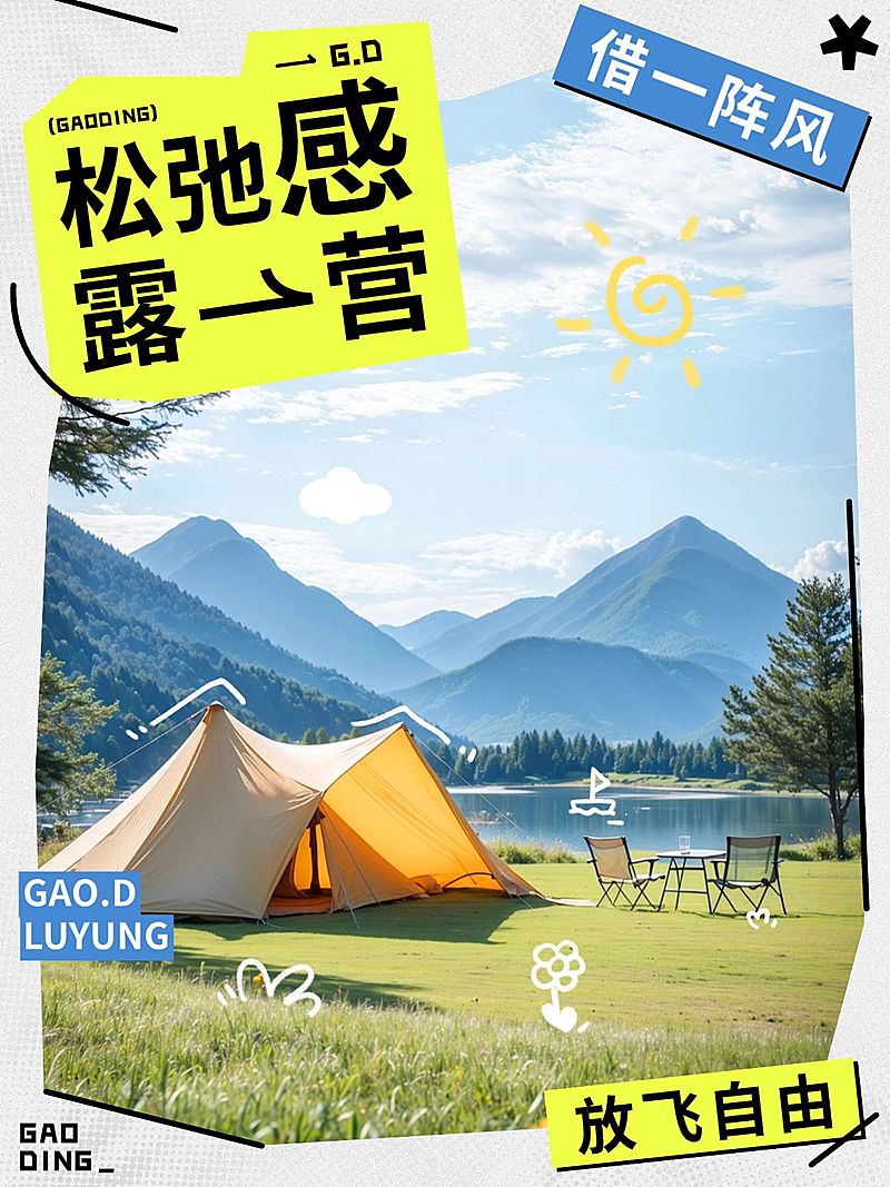 旅游出行松弛感露营攻略指南爆款小红书封面