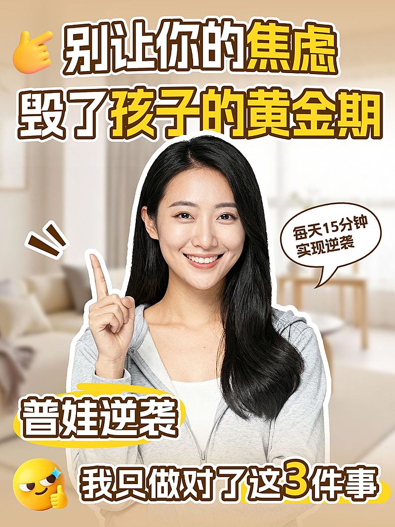 教育培训K12教育普娃逆袭指南人像小红书封面