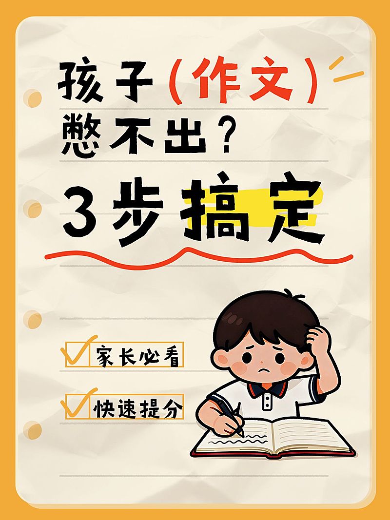 教育培训K12教育作文写作技巧分享大字小红书封面