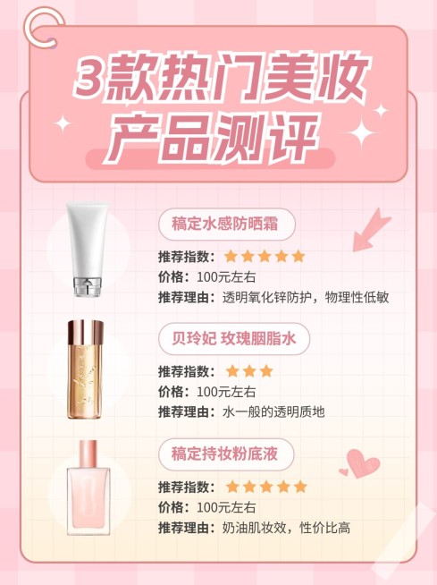 美容美妆护肤产品测评小红书配图预览效果