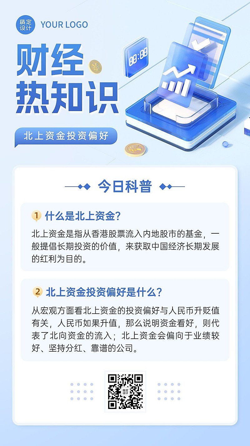 金融证券财经资讯知识科普3D手机海报
