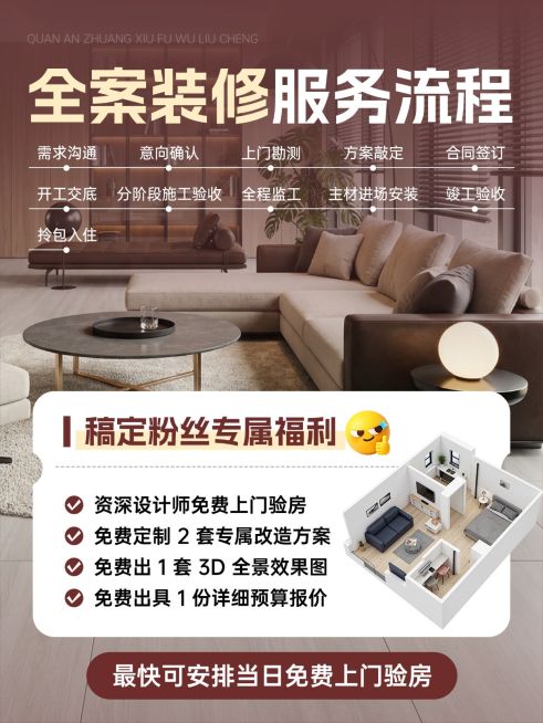 全案装修服务流程介绍小红书配图预览效果