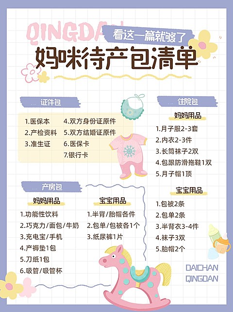 母婴孕产待产包清单科普小红书配图
