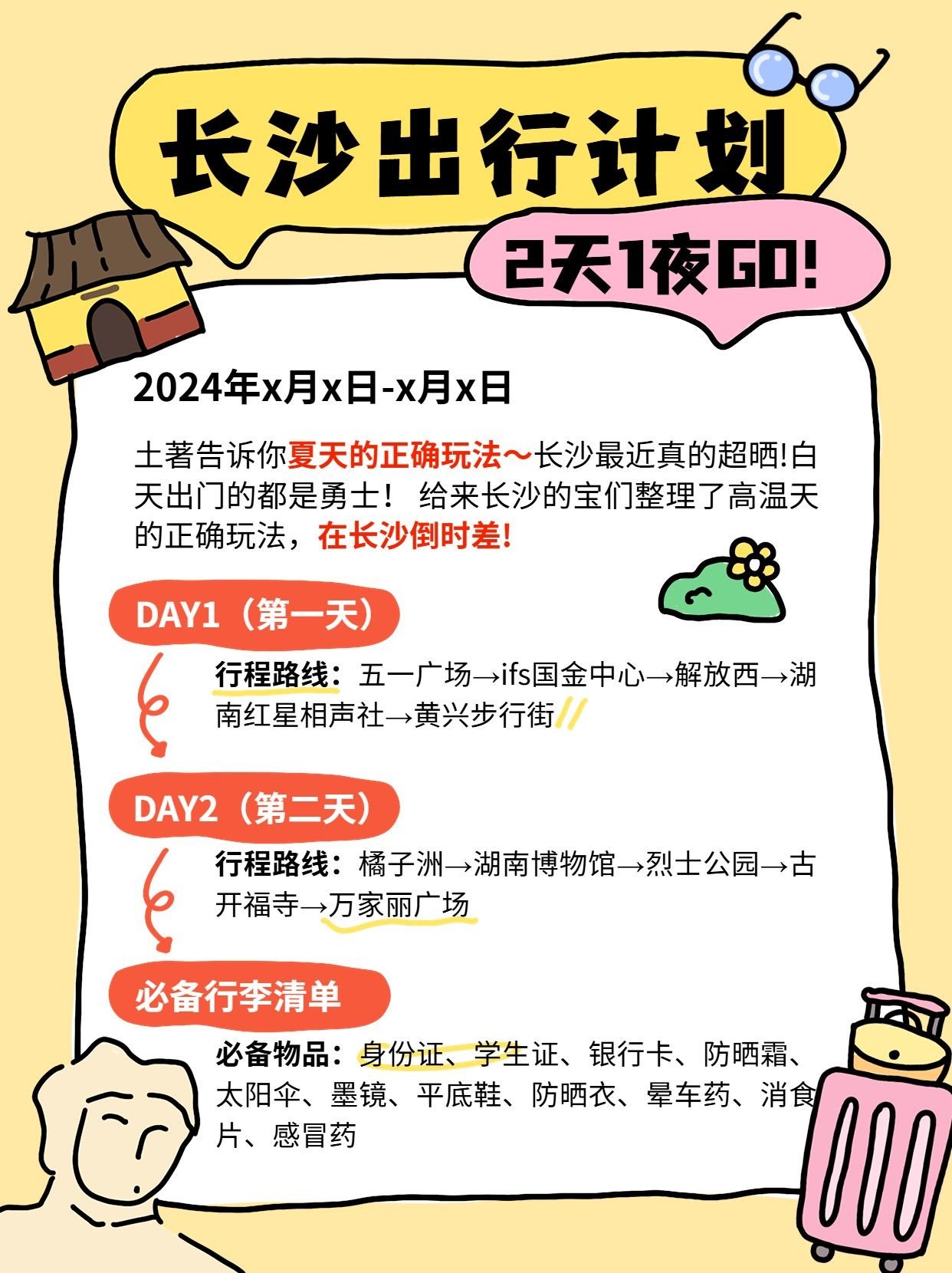 旅游攻略手帐风小红书套装小红书配图