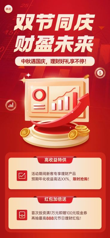 中秋国庆金融保险营销全屏海报预览效果