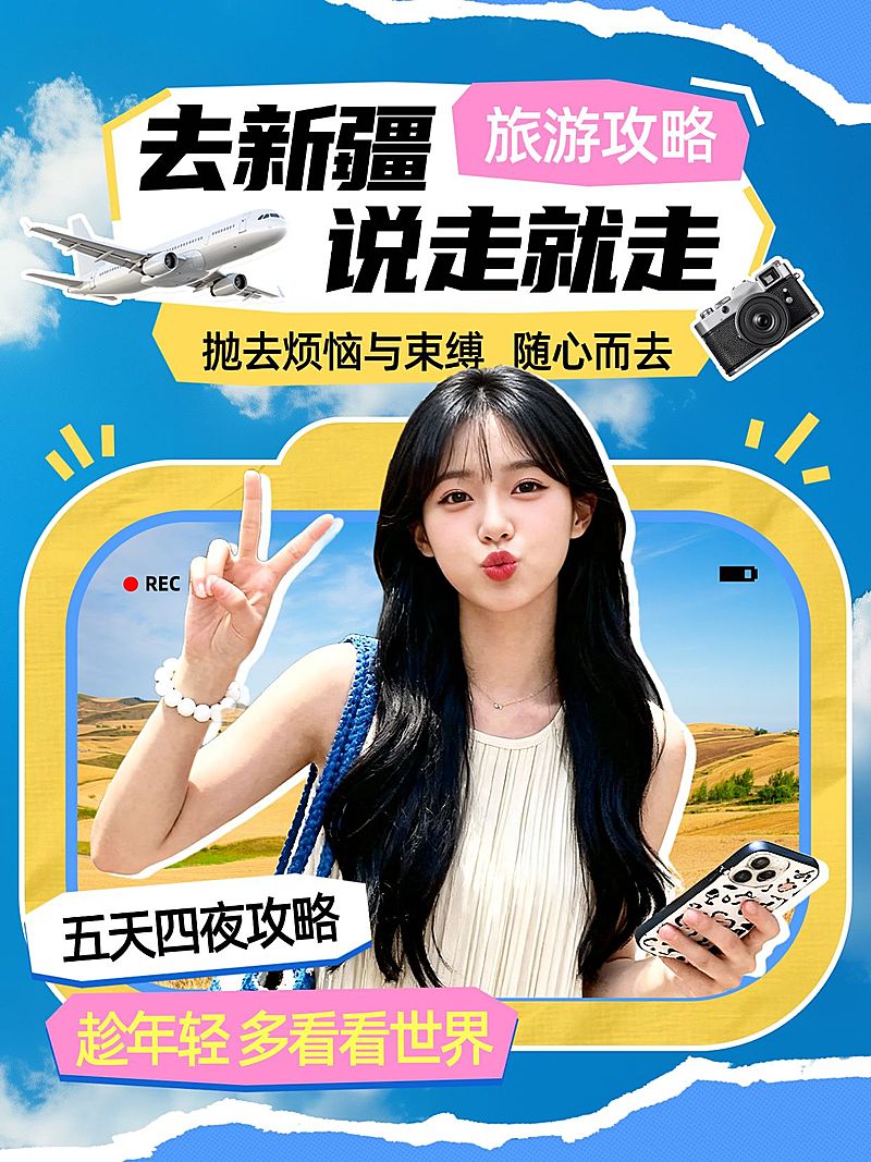 旅游出行攻略分享人像小红书封面