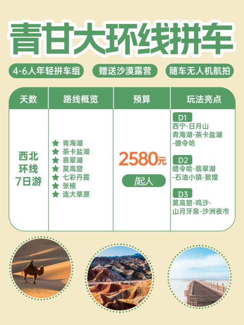 旅游出行青甘拼车服务介绍拼图小红书配图预览效果