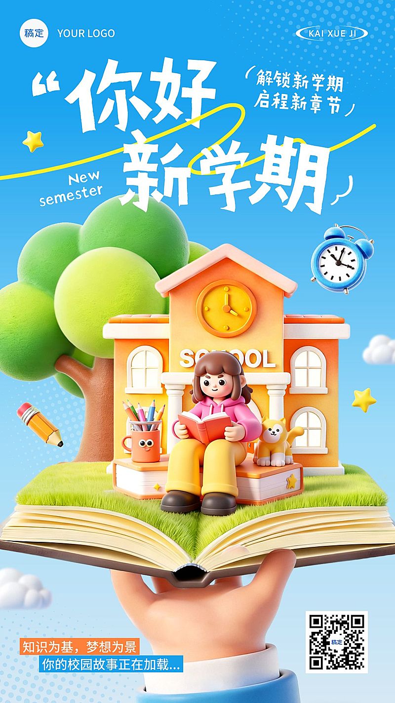 开学季高中教育节点祝福营销竖版海报