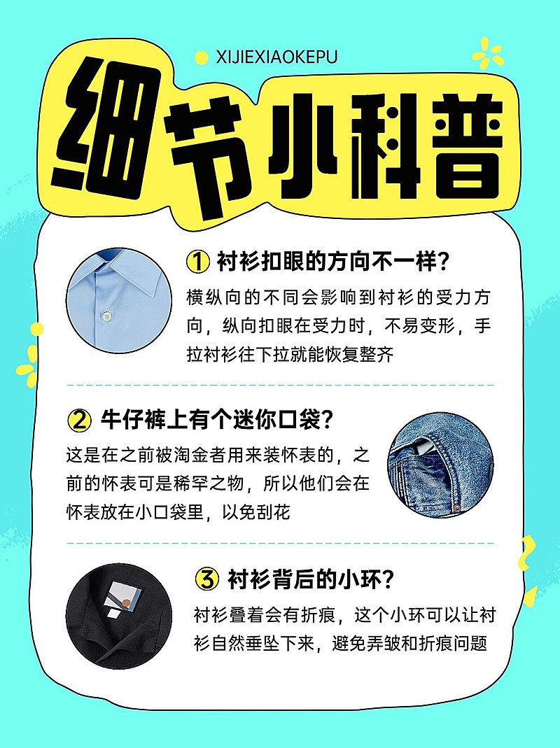 服饰箱包面料知识科普干货分享拼贴风套装小红书配图