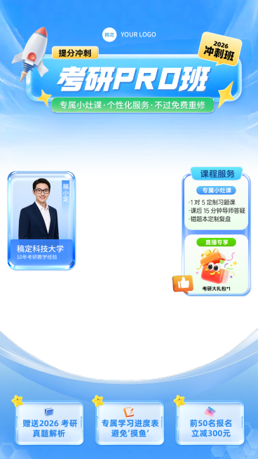 蓝色考研冲刺课程教育直播贴片组合AIGC预览效果