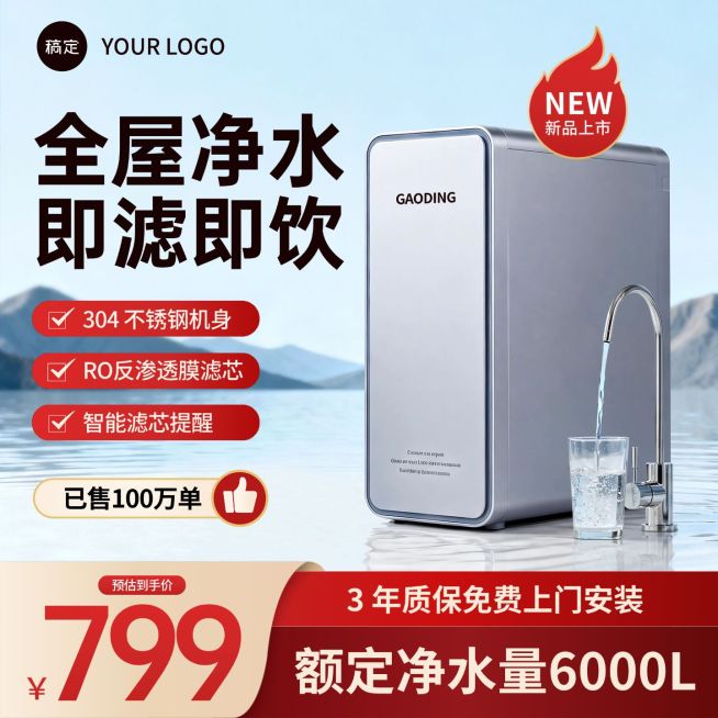 净水机家居电器电商零售主图预览效果
