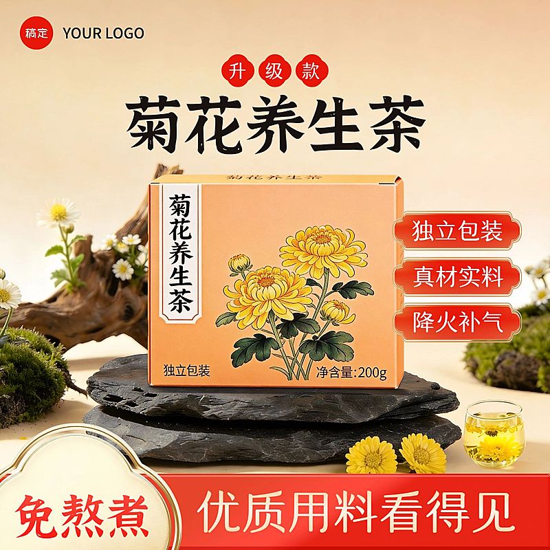 中式古风秋冬养生茶菊花茶商品主图