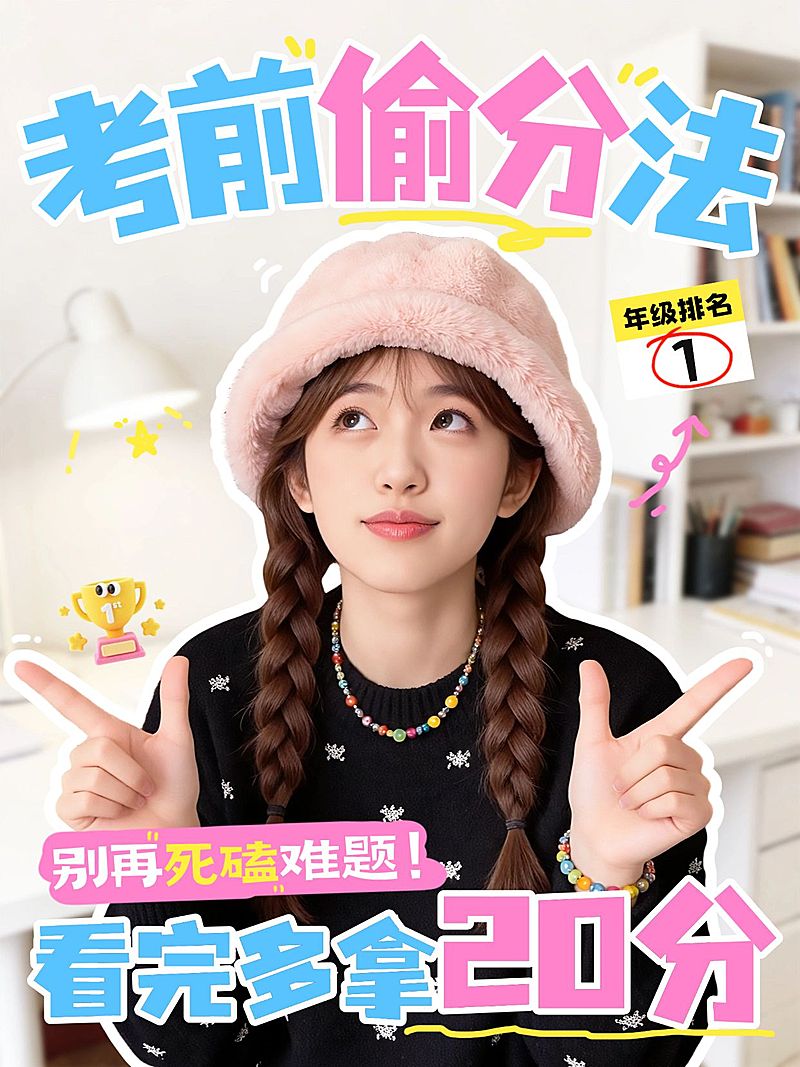 教育培训K12教育考前提分技巧分享人像小红书封面