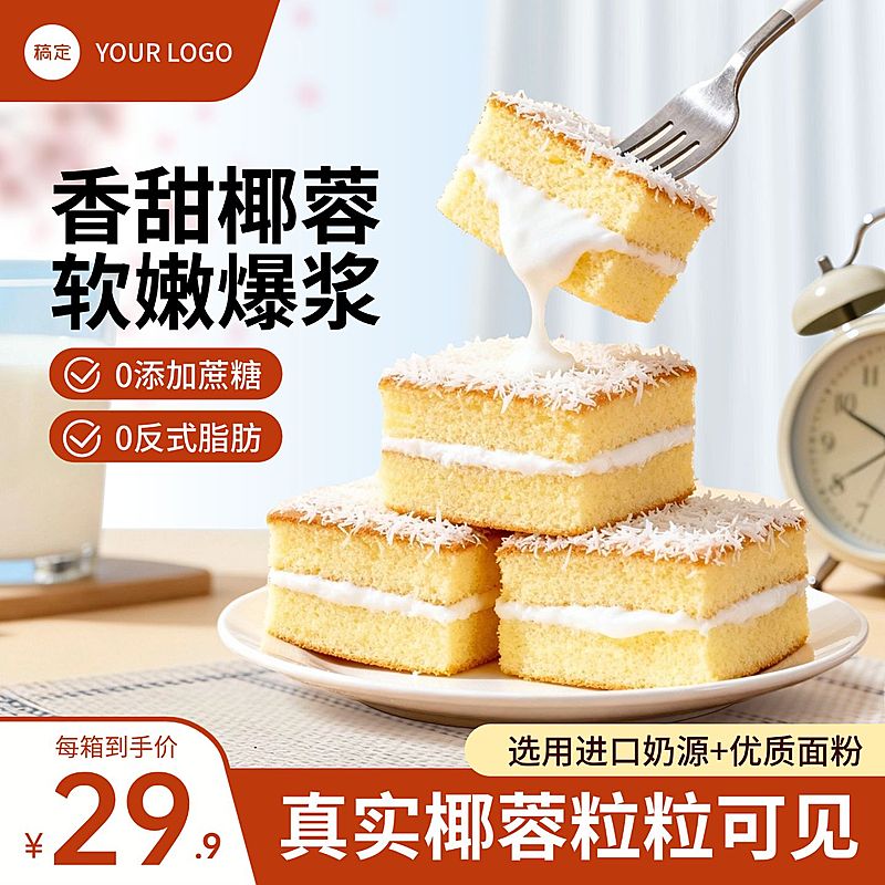 椰蓉面包食品电商主图