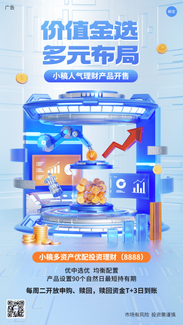 金融投资理财产品营销3D科技感手机海报预览效果