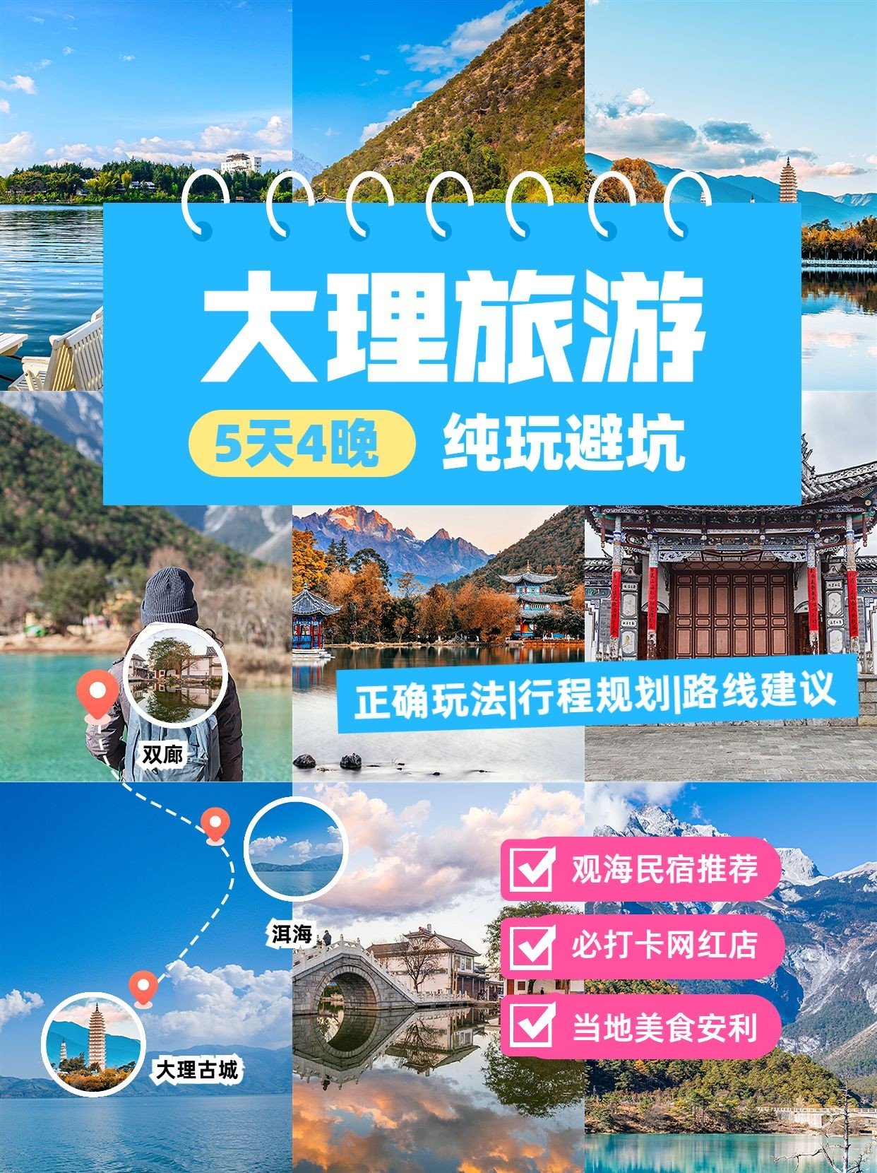 旅游攻略拼图宫格旅游路线花字小红书封面预览效果