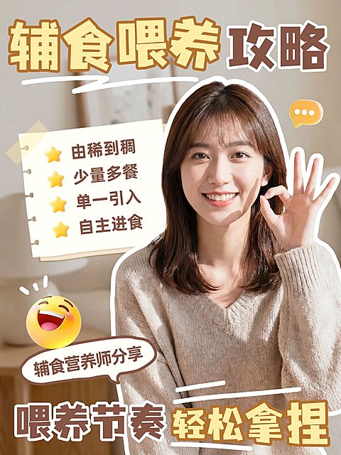母婴亲子辅食喂养攻略人像小红书封面