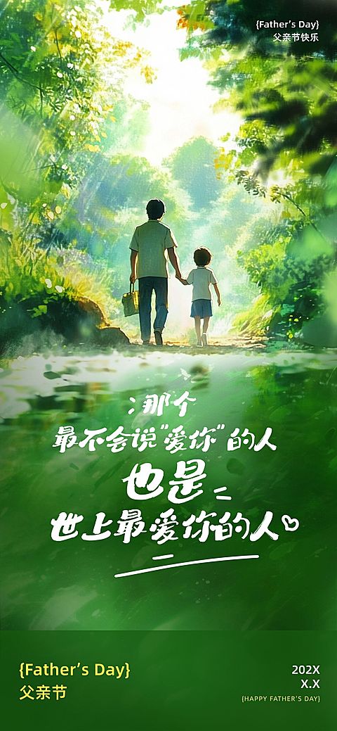 父亲节节日祝福故事感温馨感全屏竖版海报AIGC