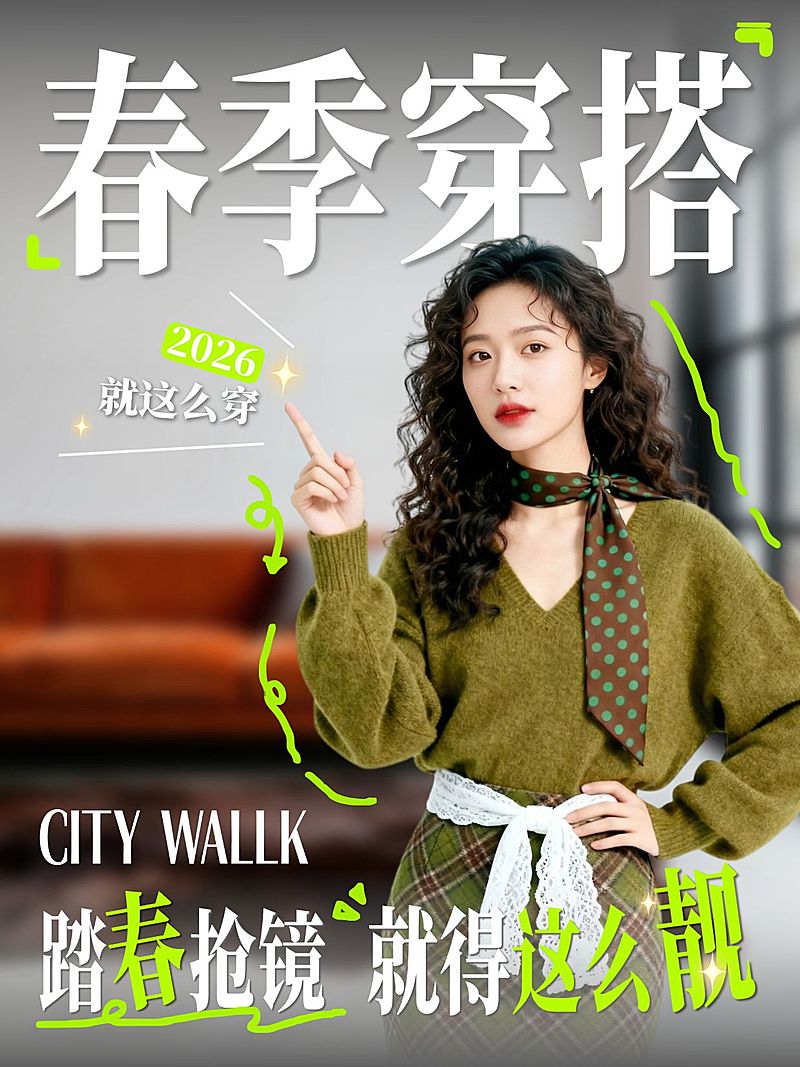 春季服饰推荐穿搭攻略指南人像小红书封面