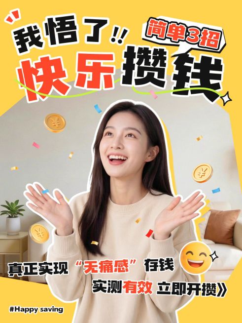 知识付费快乐攒钱指南人像小红书封面预览效果