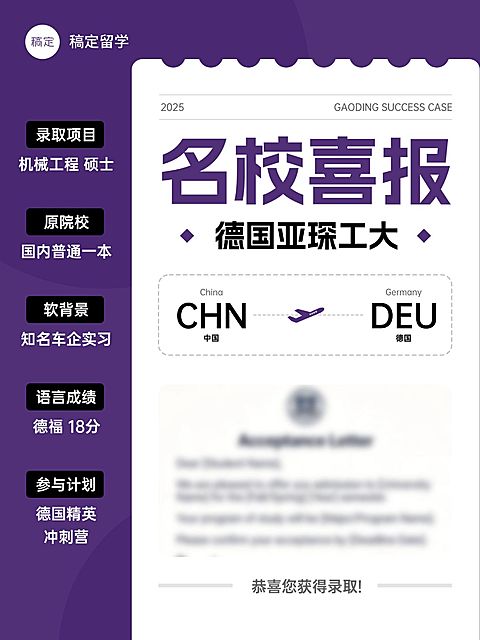 教育培训学历教育留学录取喜报小红书封面