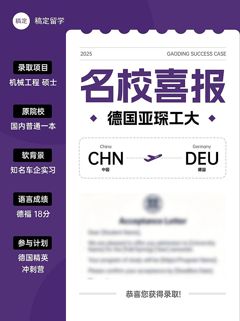 教育培训学历教育留学录取喜报小红书封面