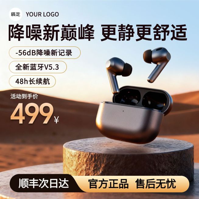 蓝牙耳机数码3c产品电商零售主图预览效果