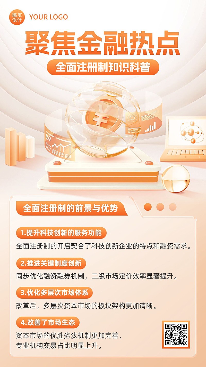 金融热点全面注册制改革知识科普创意3D手机海报套装