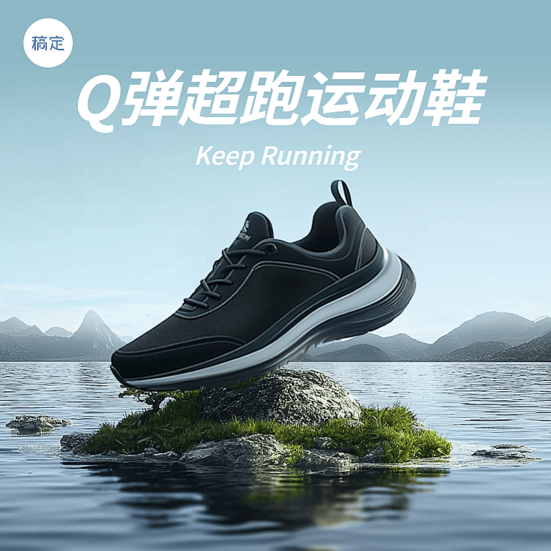 鞋子主图运动鞋男鞋山水主图背景电商主图直通车AIGC