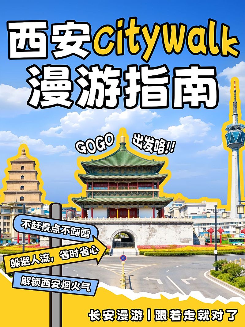 旅游出行西安旅游指南分享小红书封面