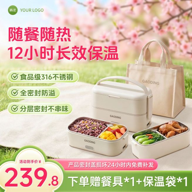 保温餐盒野餐盒家居百货电商零售主图预览效果
