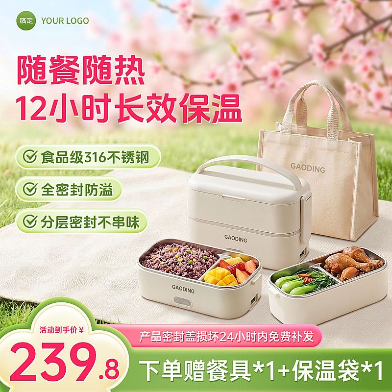 保温餐盒野餐盒家居百货电商零售主图