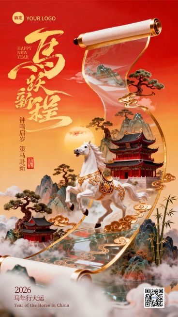 春节节日祝福通用喜庆感竖版海报预览效果